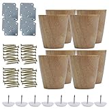 Sourcing Map 6 cm runde Holz-Möbelbeine für Sofa Couch Stuhl Tisch Schreibtisch Schrank Schrank Bank Füße Ersatz Set von 8