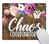 Büro Schreibtischzubehör, Chaos Koordinator zitiert Vintage Aquarell Blumen Mauspad, Büro Dekor für Frauen, Büro Geschenke, Schreibtisch Dek