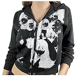 Dasongff Cardigan Jacke mit Reißverschluss und Kapuze, für Damen, Hoodies, Sportjacke, Damen, Langarm, Sweatshirts, Streetwear, T-Shirt mit T