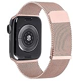 Meliya Armband Kompatibel mit Apple Watch Armband 38mm 42mm 40mm 44mm 41mm 45mm, Edelstahl Metall Ersatzarmband mit Verbesserter Magnet für iWatch Series 7 SE 6 5 4 3 2 1 (38mm/40mm/41mm, Rosa)