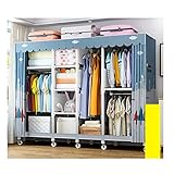 ACD Portable Kleiderschrank, Faltschrank in mit Reißverschluss Stoffschrank Kleiderschrank mit Kleiderstange, Fächern und Seitentasche - Camping Steckschrank Textil Garderobe(Color:2)