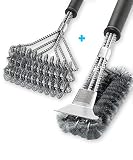 QNINE Grillbürste 2er-Set, Safe grillbürste Edelstahl mit 304 Schaber, Perfekt Edelstahlbürste Grillrostbürste für Gusseisen, Holzkohle, Elektro Gas G