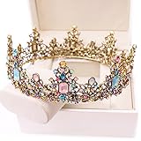 Gotisch Königin Krone, Hochzeitskrone für Braut, Prinzessin Tiara Geburtstag Erwachsene, Geburtstagskrone Mädchen, Handgemachter Haarschmuck, Diadem Hochzeit Gold Vintag
