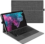 Fintie Hülle für Microsoft Surface Pro 7+/ Pro 7/ Pro 6/ Pro 5/ Pro 4/ Pro 3 12,3 Zoll Tablet - Multi-Sichtwinkel Hochwertige Tasche Schutzhülle aus Kunstleder, Type Cover kompatibel, Stoff dunkelg