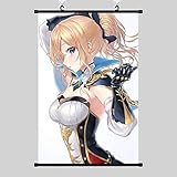 DMCMX Genshin-Auswirkungen Jean-Krawatte Haar-Scroll-Plakat-Plakat-Bild-Malerei Wandbild Anime-Spiel-Charaktere wasserdichtes Leinwand-hängendes Gemälde sehr geeignet für Dekoration Urlaub Geschenk