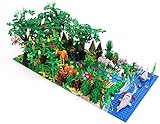 Dschungel Landschaft Bausteine mit Bauplatten, Tropischer Regenwald Bambuswald Bauset Kompatibel mit Lego B