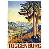 zkpzk Schweiz St.Gallen Tourismus Poster Toggenburg 1938 Klassische Wandbilder Vintage Wandbild Poster Home Bar Decor Geschenkposter -50X70Cmx1 Kein R