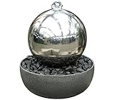 Dehner Gartenbrunnen Globe mit LED Beleuchtung, Schale: Ø 45 cm, Kugel: Ø 32 cm, Höhe 52 cm, Edelstahl, g