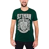 Elbenwald Harry Potter T-Shirt mit Hogwarts Hauswappen Slytherin Frontprint für Herren grün - XL