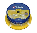 Verbatim 43489 DVD+RW, 4.7 GB, 4X Spindle, 25 Stück