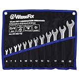 WerkFix Ring-Maulschlüsselsatz 12-tlg. 6-22 mm aus CrV-Stahl, lasermarkiert, mattiert, in der T