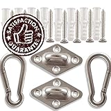 Amerigo Premium Hängematten Haken Beste Hängematte Befestigung für Innere Entspannung - Schwerlast - Set von Pad Augen, Karabinerhaken, Schraubanker aus Kunststoff und Lag-Schraub