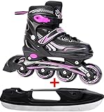 2 in 1 Inliner Rollen | Schlittschuh Inline Skates Mädchen und Jungen Inliner Kinder Inlineskates ABEC7 Rollen inliner mit Einstellbarer Größe Schlittschuh | Unisex Fitness Skates für Erw