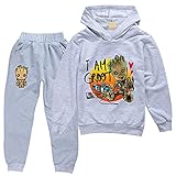 Aatensou Groot Hoodie Set Anime Gedruckt Casual Streetwear Pullover Jungen Sporthose Und Kapuzenpullover Sportanzug Jogginganzug (A3,160)