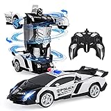 Vubkkty Transformator Spielzeug, Ferngesteuertes Auto für Kinder ab 6 7 8 9 10 Jahre, Zwei-in-Eins Transform Roboter Spielzeug, Polizeiauto Spielzeuggeschenk für Jung