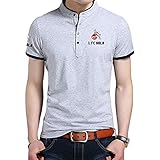 GXEBOPS Herren Hemd mit Stehkragen 1.Fc-Koln Logo Print Kurzarm T-Shirt Herren & Damen Baumwoll-Poloshirts Mode/Gray/XXL