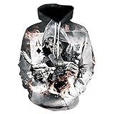 WXDSNH Halloween Totenkopf 3D Sweatshirt Herren Damen Kapuzenoberteil Mit Tasche Herbst Hoodie Casual Horror Langarm S