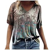 Queen Shirt Damen Damenmode Casual Plus Size Scenic Blumen Druck Rundhals T-Shirt Top