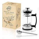 Pro@Home43 French Press, Kaffeebereiter 0,35l (2 Tassen), Kaffeepresse, Cafetière, Kaffeezubereiter, Coffee Press aus Glas inkl. Edelstahl Dosierlöffel (0,6L Version auch verfügbar)