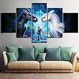CXDM Drachenzähmen leicht gemacht 3 Die verborgene Welt Zeichentrickfilm Poster Bilder Dekorativ Malerei für Wohnzimmer Wand Dekoration,B,30×50×2+30×70×2+30×80×1