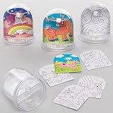 Baker Ross Einhorn Schneekugel Bastelset - 4er Pack, Basteln und Ausmalen für Kinder (FC396)