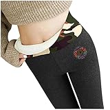 Damen Winterhose Thermo Gefüttert Thermo-Leggings Winter High-Waist-with-Fleece Thermoleggins Strumpfhosen Blickdicht Muster Leggings Mit Innenfleece Thermohose Haushose Lang Pyj