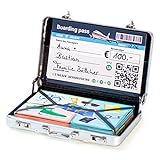 Chroma Products Reise Geldgeschenk Koffer oder für Gutscheine - Mini Reisekoffer aus Aluminium mit Schnappverschluss, Gepäckstapel und Bordk