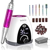 Nagelfräser für Gelnägel Elektrische Nagelfeile Aufladbare 35000 U/Min Maniküre Pediküreset mit LED Display, Fußpedal und 6 Bits für DIY-Maniküre, Profis und Nagelstudio…