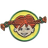 Pippi Langstrumpf © Kopf Zopf - Aufnäher, Bügelbild, Aufbügler, Applikationen, Patches, Flicken, zum aufbügeln, Größe: 8 x 5,4