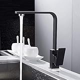 Kitchen Tap 360 ° drehbare Küchenhahn schwarze Wasserhahn Waschbecken Wasser, eckiger Küchenhahn, Wasserhahn Küchenhahn Messing, heiße und kalte Küche Wasserhahn Waschbecken, schwarz spritzw