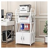 xilinshop Druckerständer Bodenständiger Drucker Stand Büro Faxgerät Scanner Regalschrank mit Tür Home Mobile Copierständer 55×40×121.5cm(4 Etagen) Ablage für Faxscanner (Color : White)