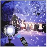 Bewegliche Schneeflocken Projektorlampe, Outdoor Weihnachten Schneefall LED Bühnenlicht Urlaub Party Garten LED S