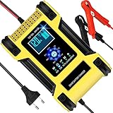 Batterieladegerät 12V 12A und 24V 6A Intelligent Mit 7-Stufen Programm, Vollautomatisches Autobatterie Ladegeräte Erhaltungsladegerät mit LCD-Touchscreen für Auto, LKW, KFZ, PKW, Motorrad, B