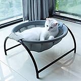 JUNSPOW Katzenbett Waschbar Weich Hundebett, Abnehmbar Katzenzubehör katzenkorb Katzennest Outdoor Cat Bed Katzenkissen Katzen Hängematte Fenster Bett Sofa für Katze und Kleine Hund (Grau)