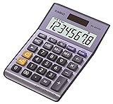 CASIO Tischrechner MS-80VERII, 8-stellig, Währungsumrechnung, Aluminiumfront, Schnellkorrekturtaste, Solar-/Batteriebetrieb