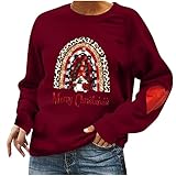 Weihnachten Langarmshirts für Damen Hemd Long Damen tichert Damen top blau Pullover schulterfrei Damen Hoddie Sport Shirt Frauen Pullover Damen ausgefallene S