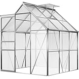 Deuba Aluminium Gewächshaus 3,7m² 190x195cm inkl. Dachfenster Treibhaus Gartenhaus Frühbeet Pflanzenhaus Aufzucht 5,85m³