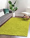 Shaggy Teppich Einfarbig - Langflor Hochflor 3 cm - Modern Teppiche fürs Wohnzimmer Schlafzimmer Esszimmer jeden Raum - Rechteckig Viele Farben & Größe - Grün 80 x 200