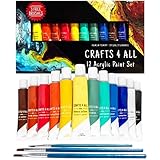 Acrylfarbe 12 Set von Crafts 4 All Für Papier,Leinwand,Holz,Keramik,Stoff & Handwerk.Nicht toxisch & Lebendige Farben.Rich Pigmente and High Qualität -Für Anfänger, Studenten & Professionals Kü