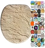 WC Sitz mit Absenkautomatik, viele neue WC-Sitze zur Auswahl, hochwertige Oberfläche, einfache Montage, stabile Scharniere (Sand Stone)