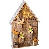 Siqi Countdown To Christmas Holz LED Beleuchteter Adventskalender, Schubladenhaus Candy H