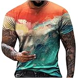 T-Shirt Herren Frühling Sommer Casual Crewneck Retro Print Kurzarm T-Shirt Top Bluse Herrenoberteile Shirt Männer Kurzarmshirt Roundneck Kurzarm Sleeve Top