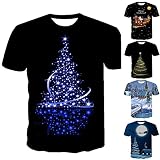 Herren Damen Der Kurzen Ärmeln T-Shirt 3D Weihnachten Graphic Tee Lose T-Shirts Gleiche Oberteile für Männer und Frauen Weihnachtsdruck lässige Mode Slim Fit Kurzarm-T-Shirt-Ob