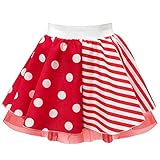 Inspired Costumes Damen Karnevals-Rock – Rot und Weiß – halber Streifen und halber Punkt Gr. Taille 26 Small,