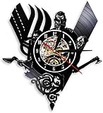 zgfeng Vinyl Wanduhr Vinyl Schallplatte Wanduhr Viking Wanduhr Creative Classic Home Decor -Ohne LED