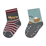 Sterntaler Baby-Jungen ABS-Krabbelsöckchen DP Fuchs Hausschuh-Socken, Anthrazit Mel, 20