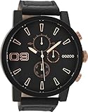 Oozoo Herrenuhr mit Lederband 50 MM Black/Schwarz/Schwarz C9034