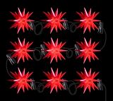 3D LED 9 Sterne Sternenkette Lichterkette mit Sternen 16cm Weihnachtsstern Außenstern wetterfest für außen und innen 13m Kabel von Dekowelt (Rot)