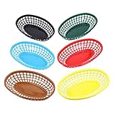 Cabilock 6Pcs Kunststoff Speisenausgabe Körbe Tablett Brot Körbe Oval Schnelle Tablett Kunststoff Frites Burger Korb Für Fast- Food- Restaurant Lieferungen Burger Sandwiches F