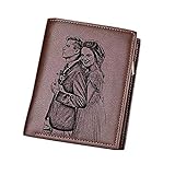 Personalisiertes echtes Leder für Männer Custom Herren Geldbörse Gravierte Foto Brieftasche Väter Geschenk